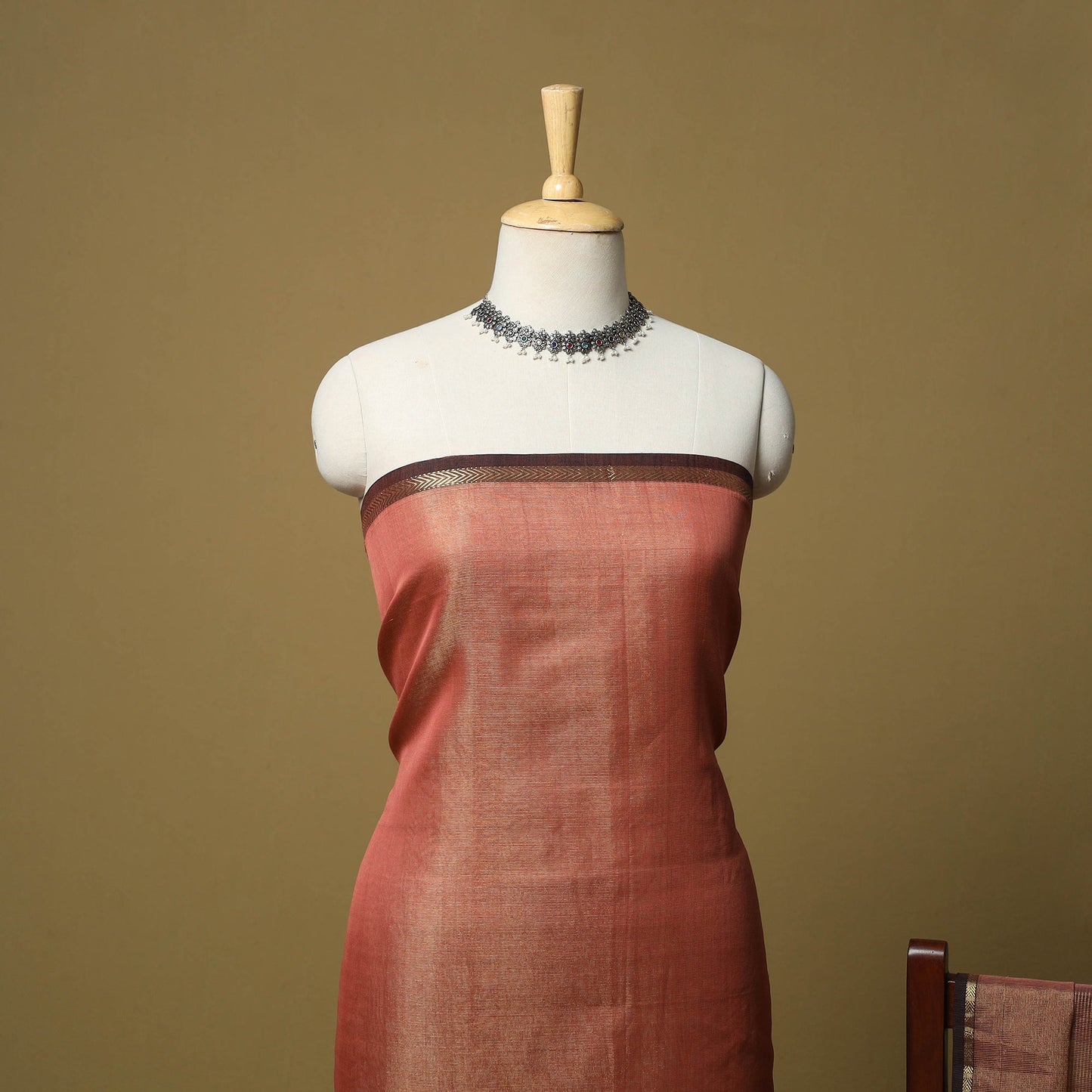 Handloom maheshwari silk tissue zari 2pc unstitched dress