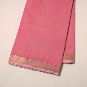 Pink Handloom Mangalagiri Cotton Fabric with Zari Border