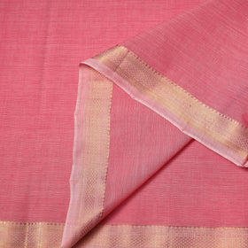 Pink Handloom Mangalagiri Cotton Fabric with Zari Border