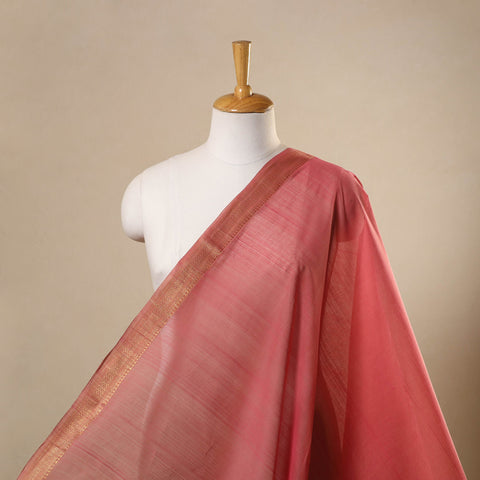 Pink Handloom Mangalagiri Cotton Fabric with Zari Border