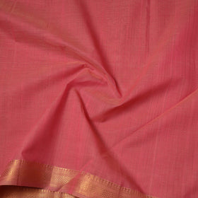 Pink Handloom Mangalagiri Cotton Fabric with Zari Border
