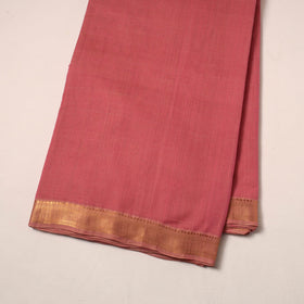 Pink Handloom Mangalagiri Cotton Fabric with Zari Border