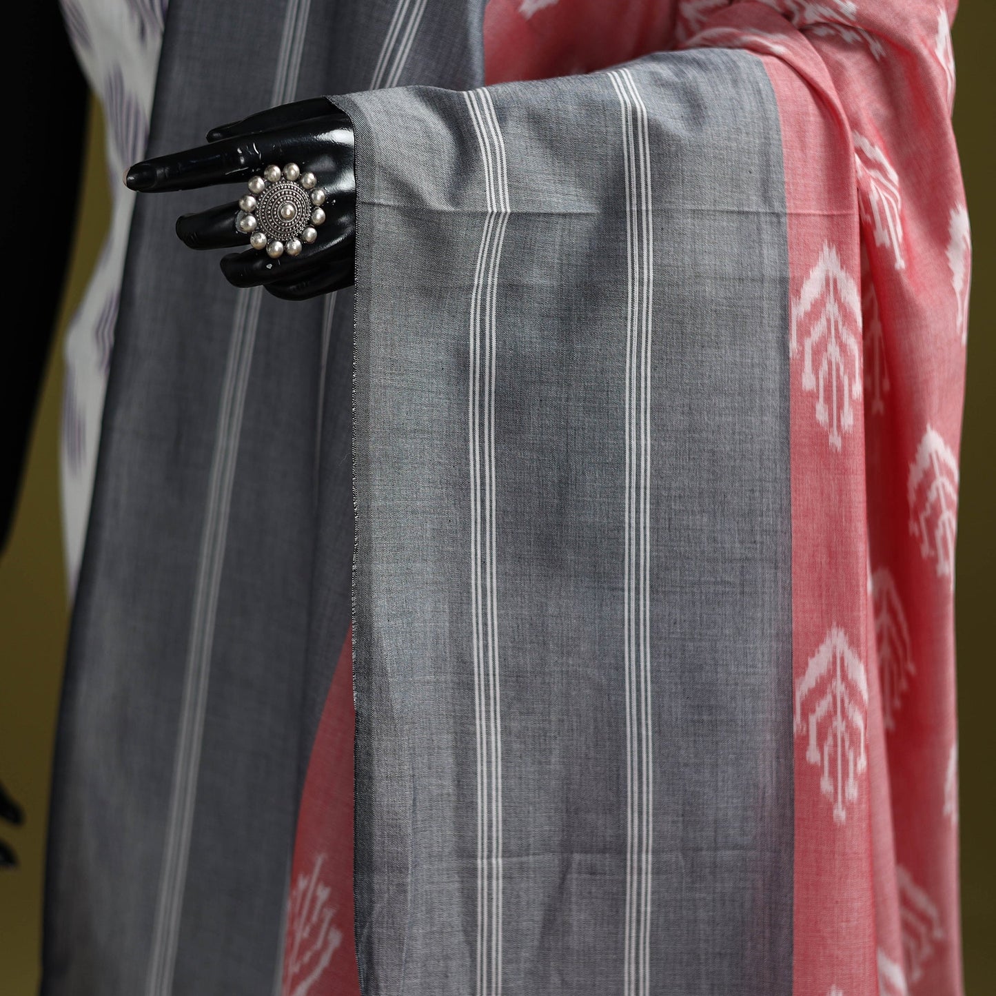 Handloom mercerised cotton pochampally ikat dupatta 03
