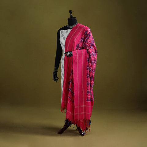 Handloom mercerised cotton pochampally ikat dupatta 09
