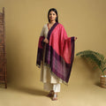 Pink Handloom Mercerized Cotton Pochampally Ikat Dupatta