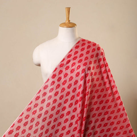 Pink Handloom Mercerized Cotton Pochampally Ikat Fabric