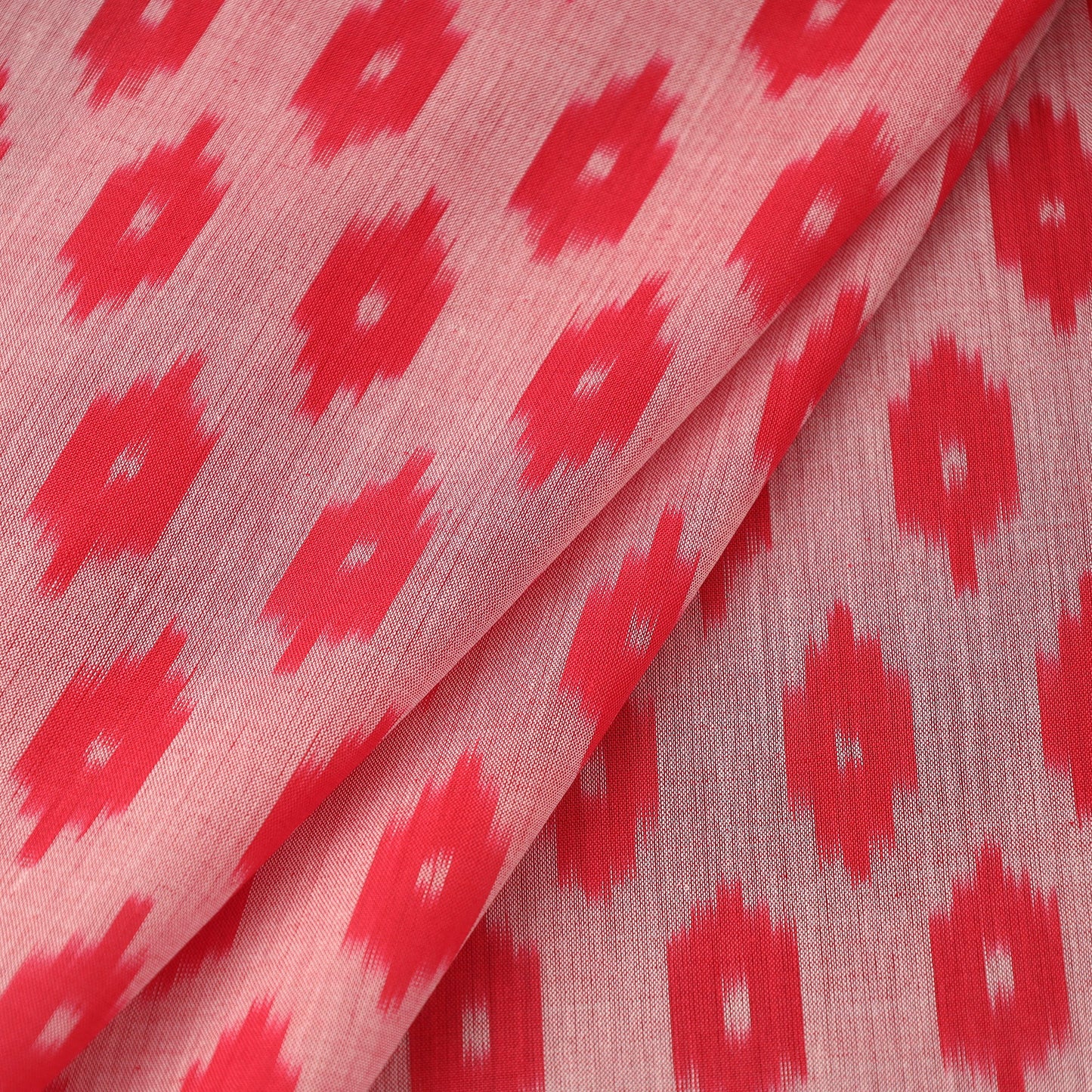 Pink Handloom Mercerized Cotton Pochampally Ikat Fabric