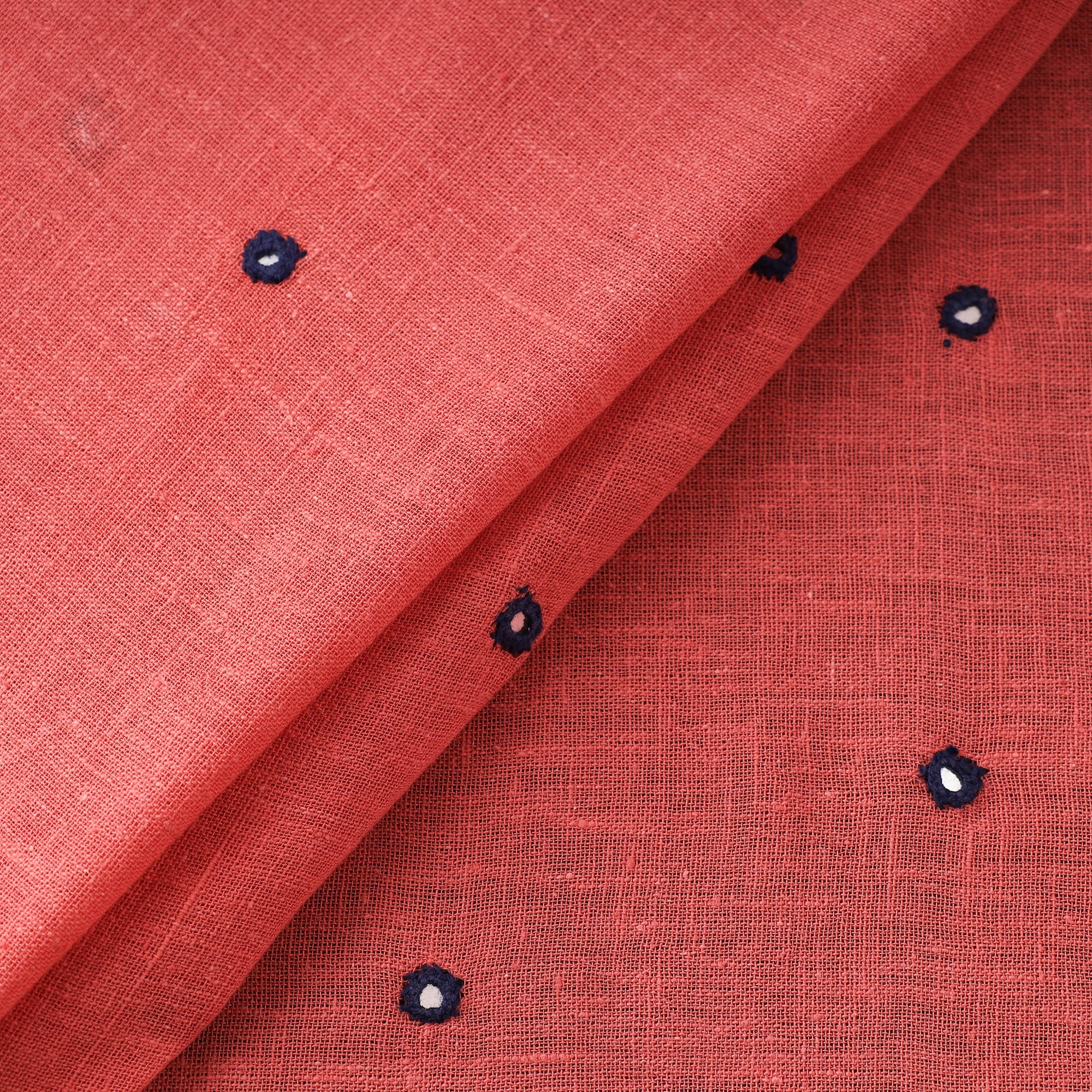 Buy Pink Handloom Mirror Work Organic Kala Cotton Fabric