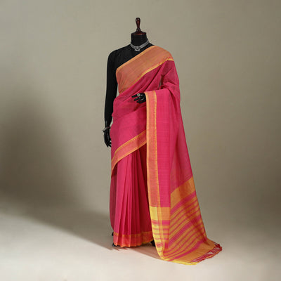 Pink Handloom Missing Checks Cotton Mangalagiri Saree