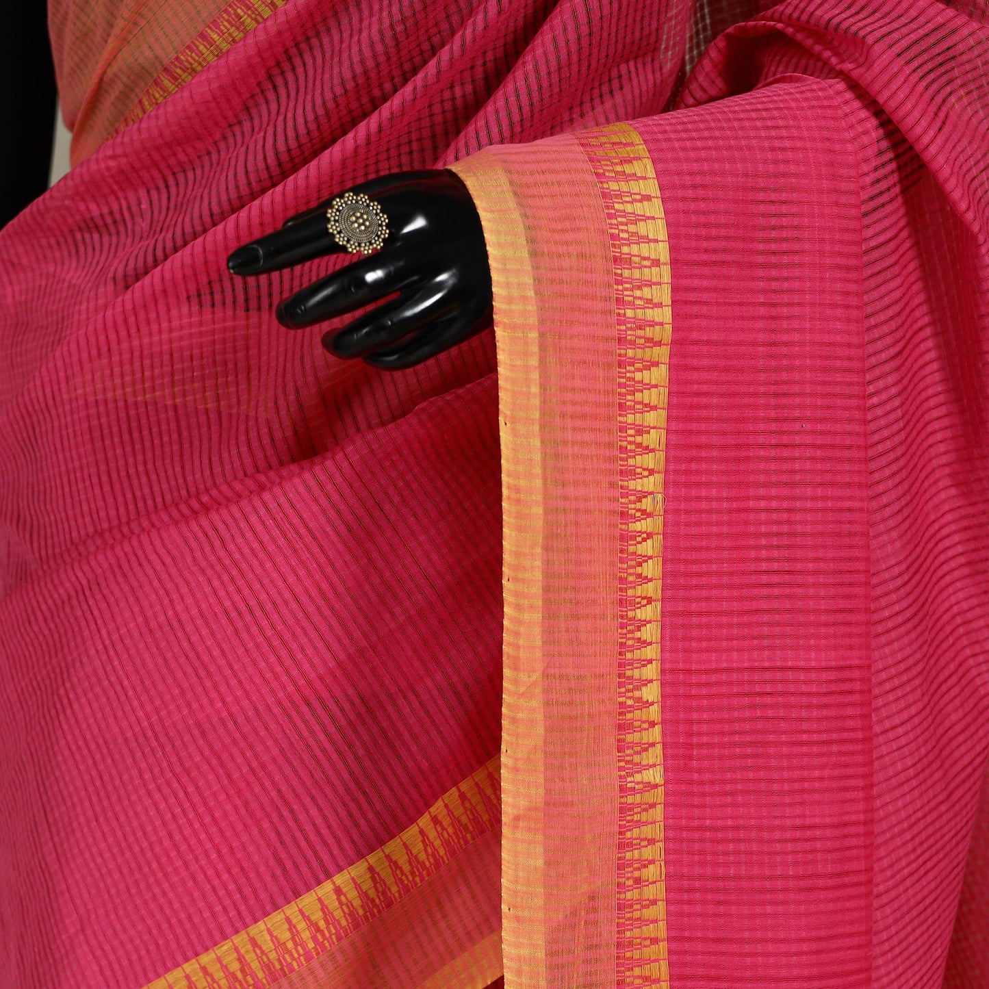 Pink Handloom Missing Checks Cotton Mangalagiri Saree