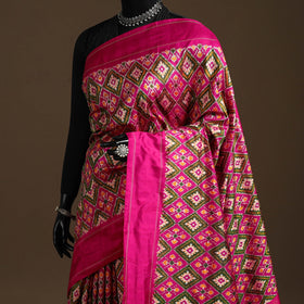 Handloom mulberry silk patola ikat pochampally saree 09