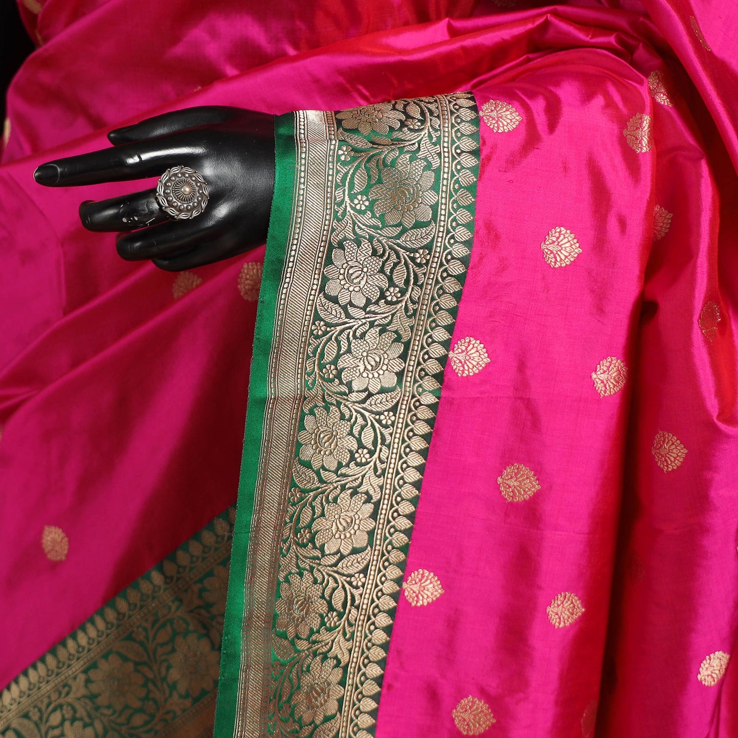 Pink - handloom pure katan silk kaduwa zari buti banarasi