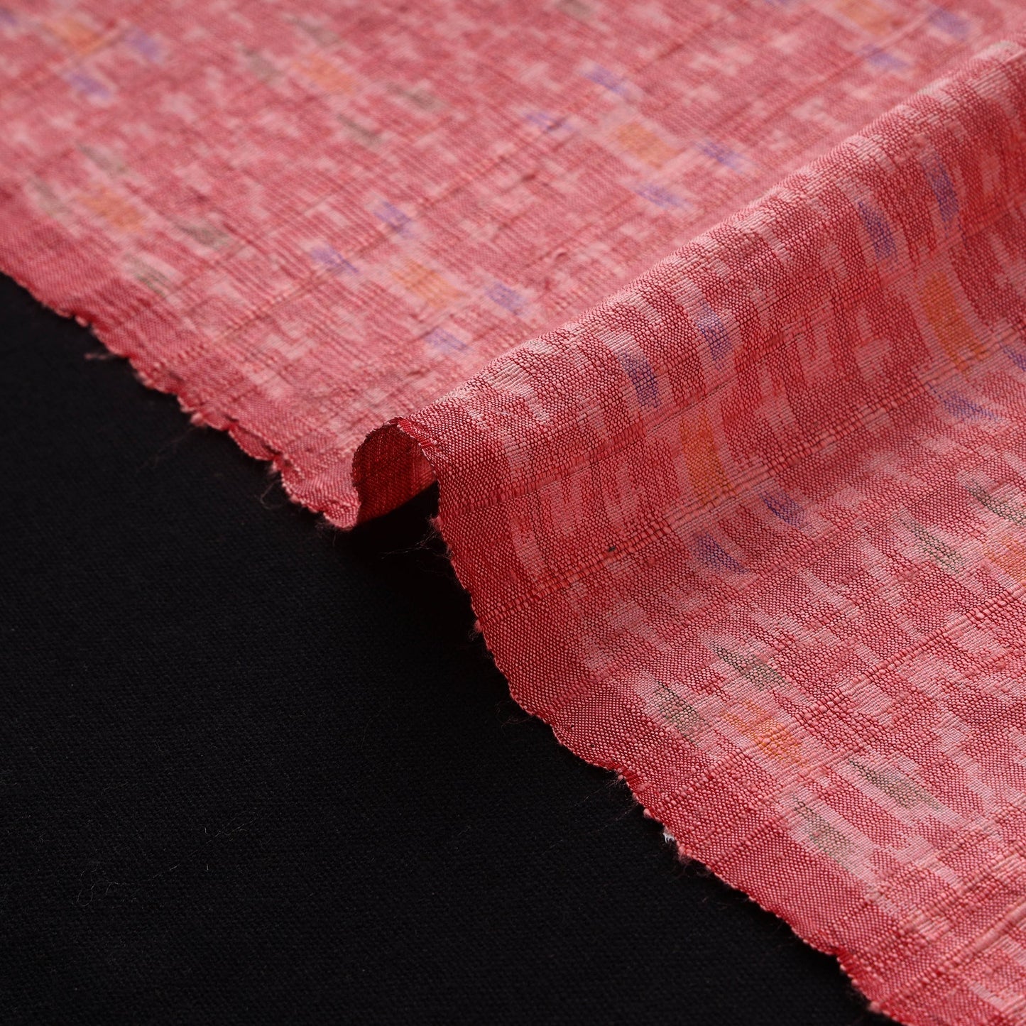 Handloom raw silk pochampally ikat fabric 01 - handcrafted