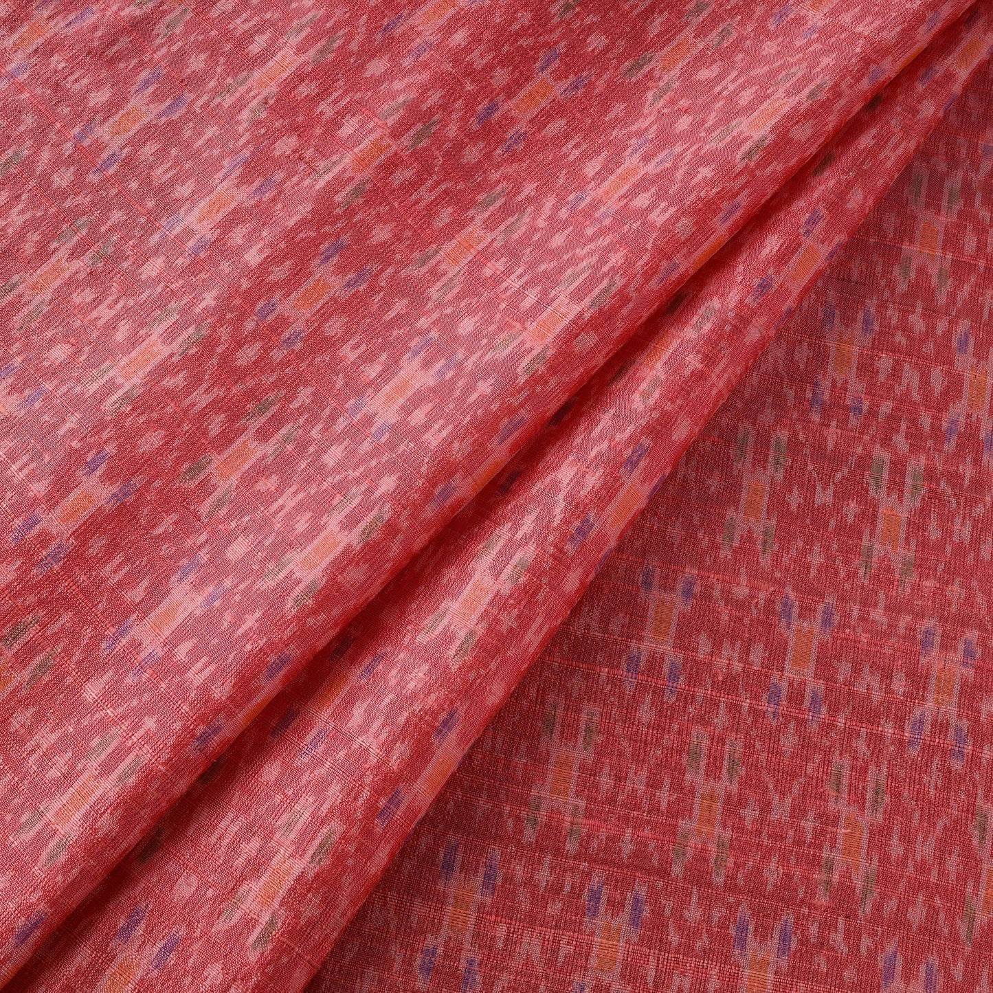 Handloom raw silk pochampally ikat fabric 01 - handcrafted