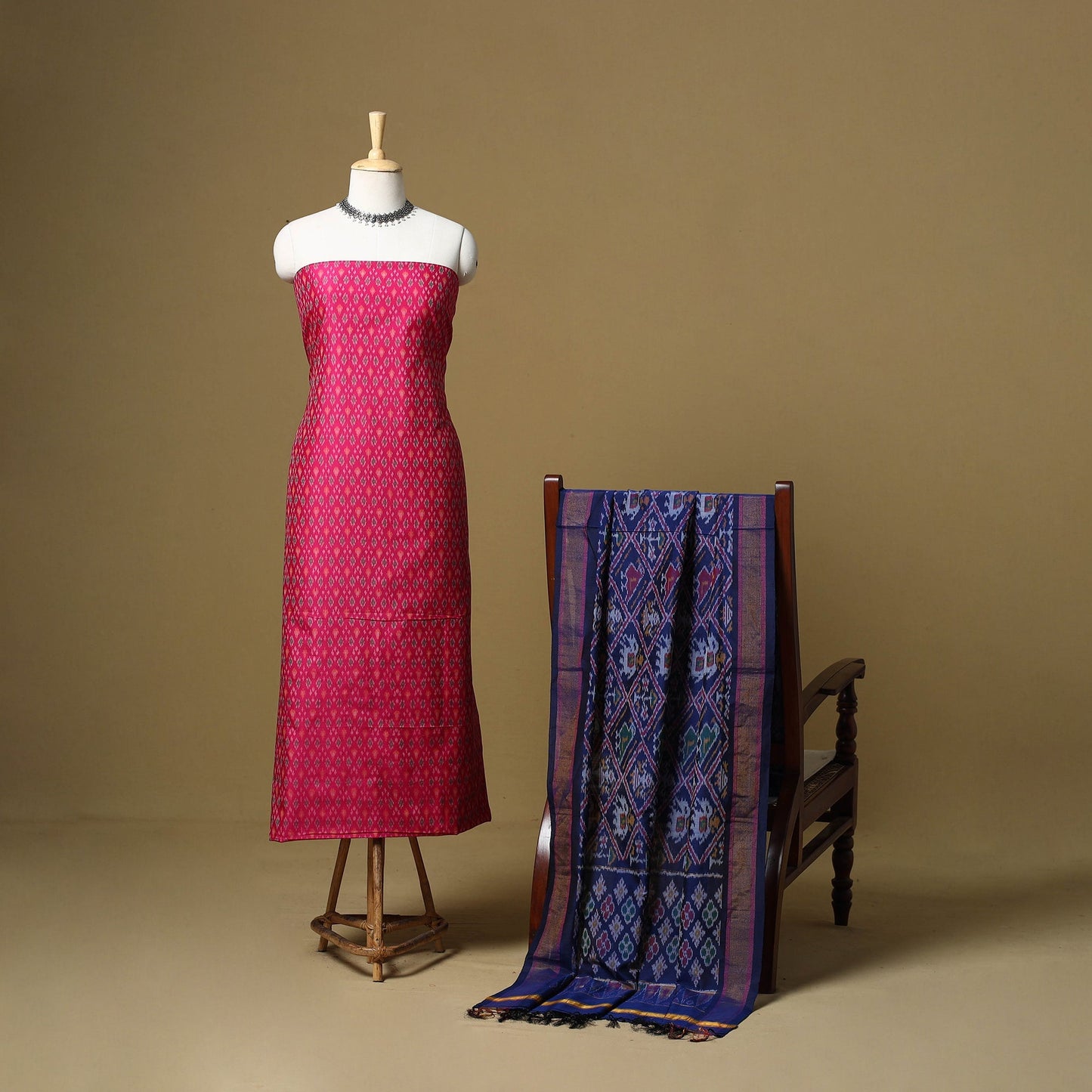 Handloom sico pochampally ikat 2pc unstitched dress