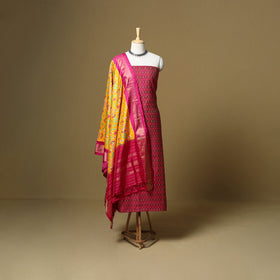 Pink - handloom sico pochampally ikat 2pc unstitched dress