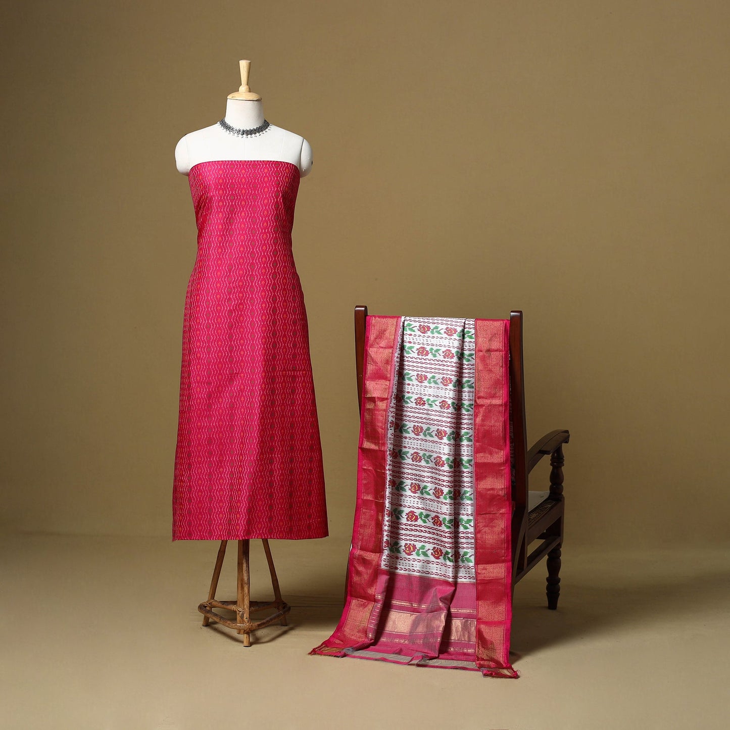 Handloom sico pochampally ikat 2pc unstitched dress