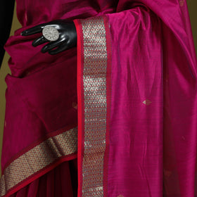 Pink - handloom silk cotton buti maheshwari saree with zari