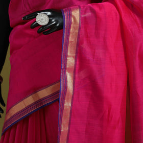 Pink - handloom silk cotton maheshwari saree with zari