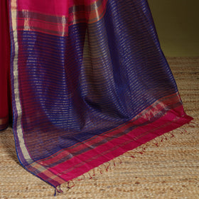 Pink - handloom silk cotton maheshwari saree with zari