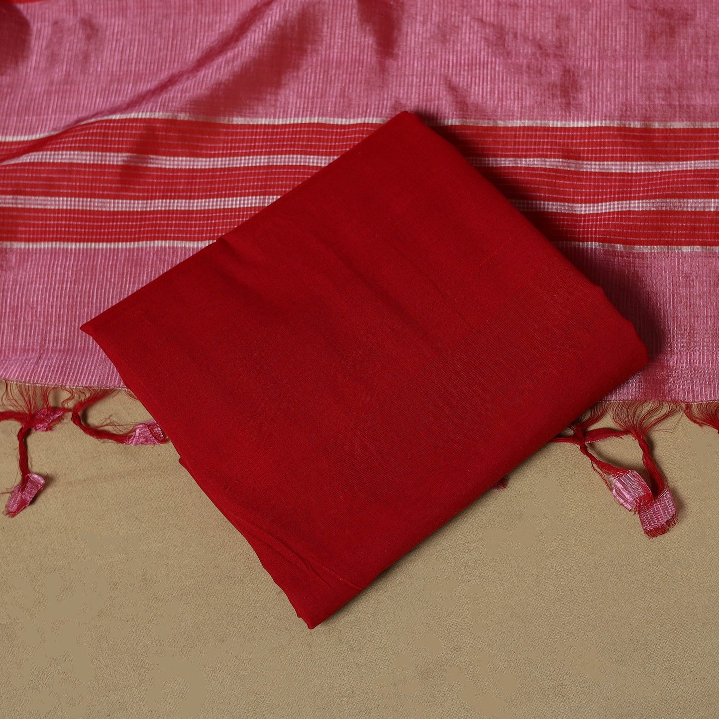 Handloom silk cotton mangalagiri 3pc unstitched dress