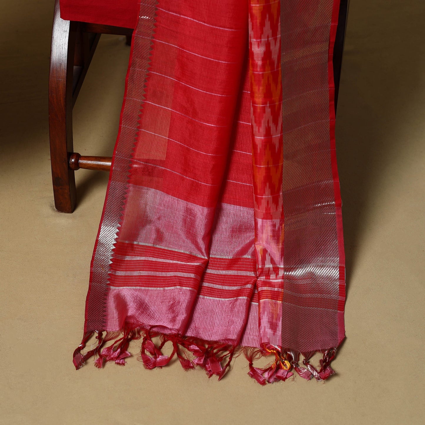 Handloom silk cotton mangalagiri 3pc unstitched dress