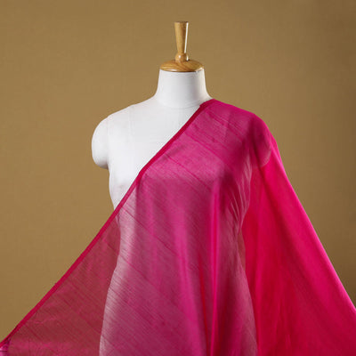 Pink Handloom Silk Cotton Plain Chanderi Fabric