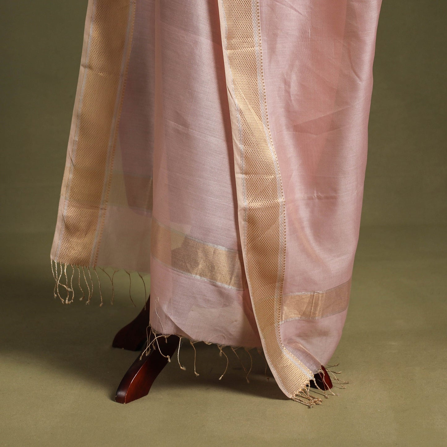 Pink - handloom silk cotton tissue zari maheshwari dupatta