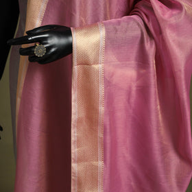 Pink - handloom silk cotton tissue zari maheshwari dupatta
