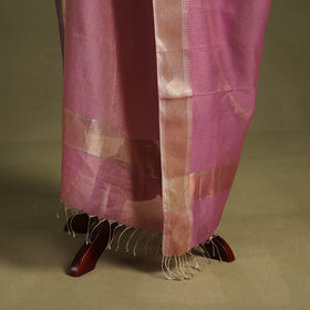 Pink - handloom silk cotton tissue zari maheshwari dupatta