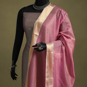 Pink - handloom silk cotton tissue zari maheshwari dupatta