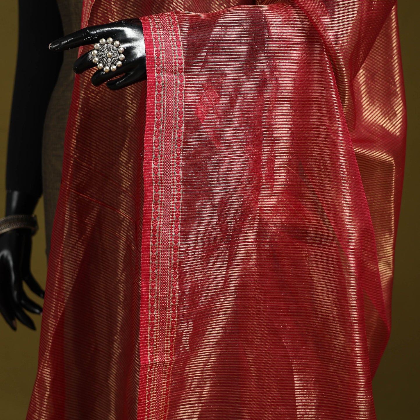 Handloom silk cotton tissue zari stripes maheshwari dupatta