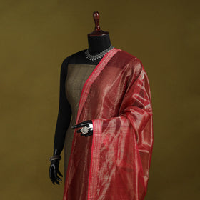 Handloom silk cotton tissue zari stripes maheshwari dupatta