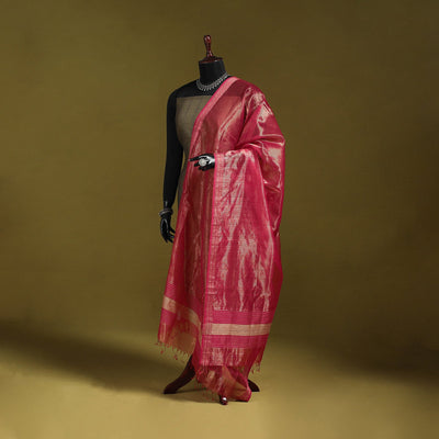Handloom silk cotton tissue zari stripes maheshwari dupatta