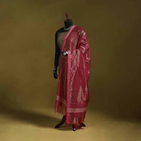 Handloom silk cotton tissue zari stripes maheshwari dupatta