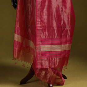 Handloom silk cotton tissue zari stripes maheshwari dupatta
