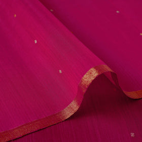 Pink - handloom silk cotton zari buti chanderi fabric 05
