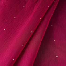 Pink - handloom silk cotton zari buti chanderi fabric 10