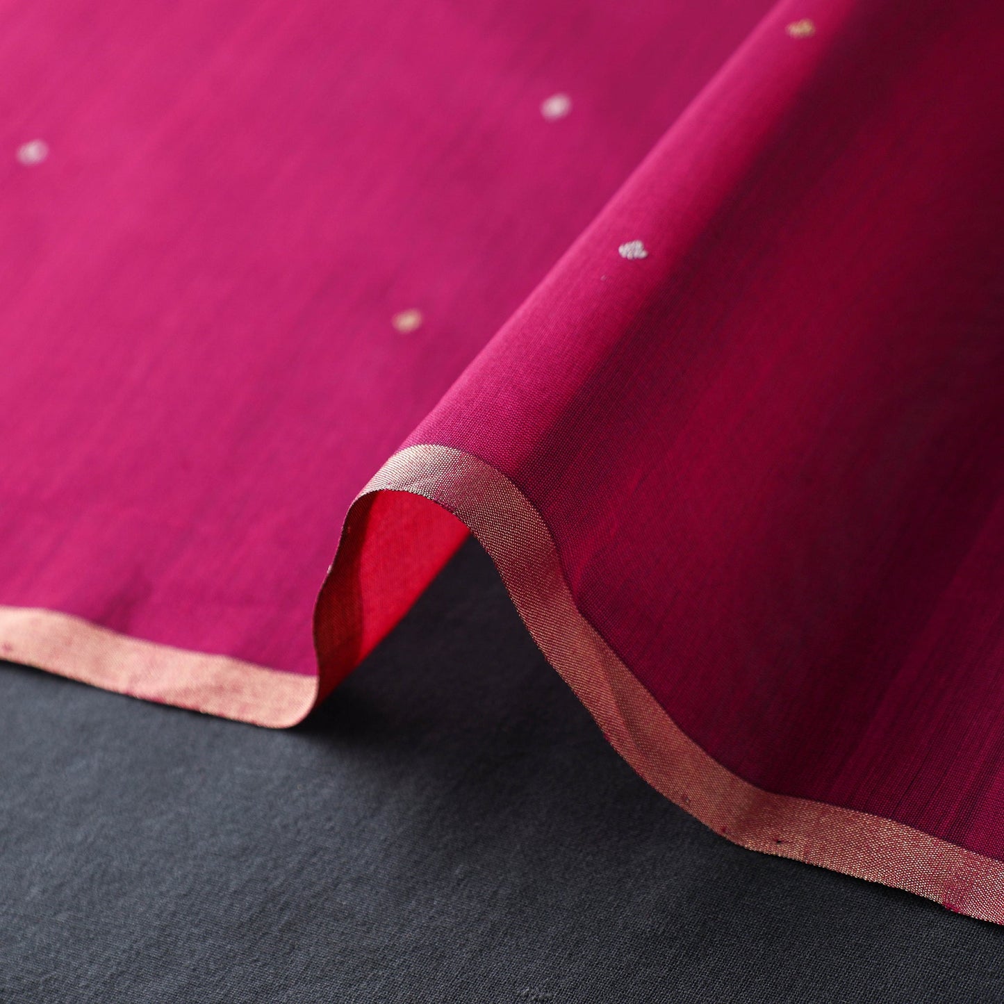 Pink - handloom silk cotton zari buti chanderi fabric 10