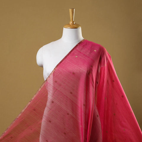 Pink - handloom silk cotton zari buti chanderi fabric 14