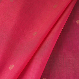 Pink - handloom silk cotton zari buti chanderi fabric 14