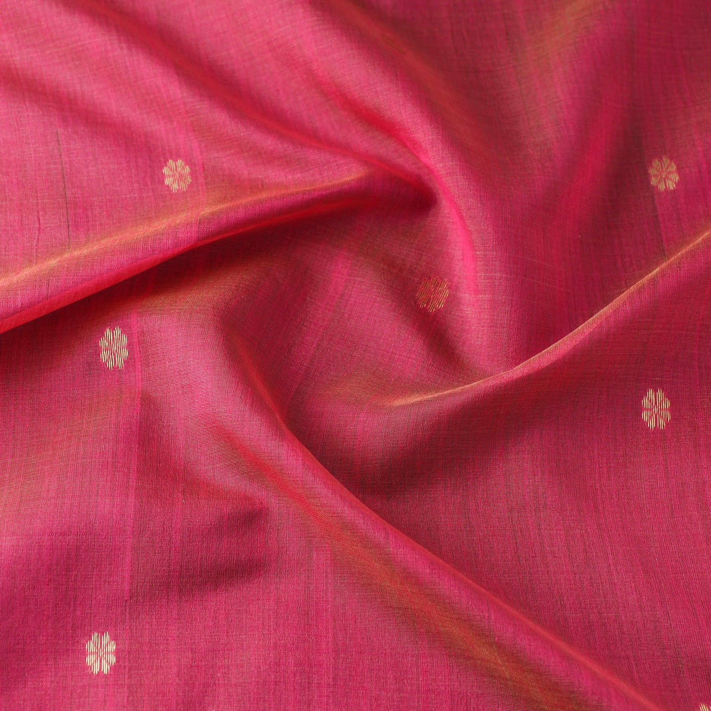 Pink - handloom silk cotton zari buti chanderi fabric 14