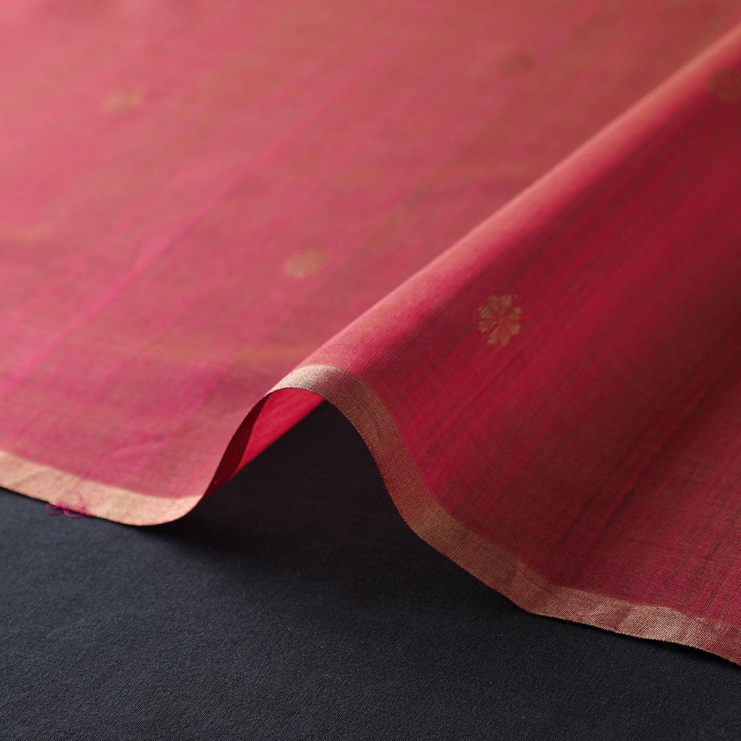 Pink - handloom silk cotton zari buti chanderi fabric 14
