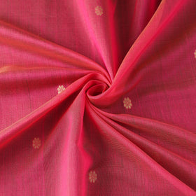 Pink - handloom silk cotton zari buti chanderi fabric 14