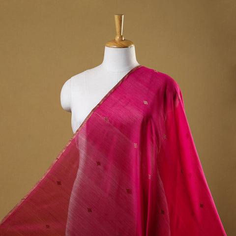 Pink - handloom silk cotton zari buti chanderi fabric 16
