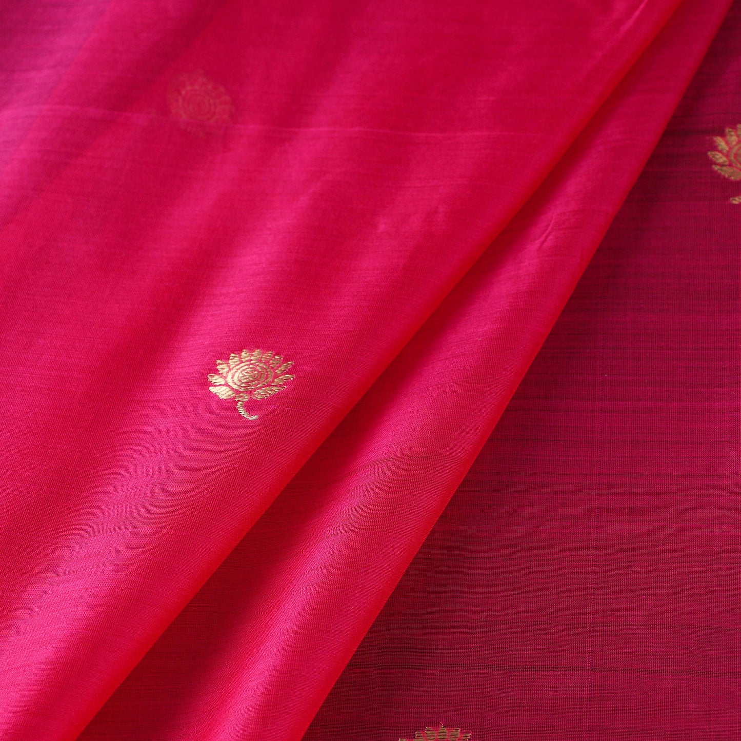 Pink - handloom silk cotton zari buti chanderi fabric 20