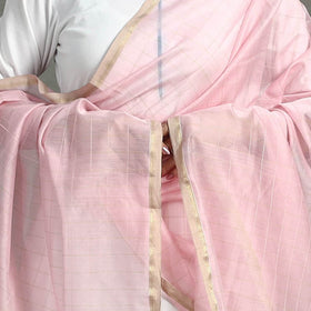 Pink - handloom silk cotton zari work maheshwari dupatta 07