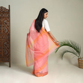 Pink - handloom thread buti chanderi cotton saree 07