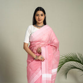 Buy Pink Handloom Thread Buti Chanderi Cotton Saree