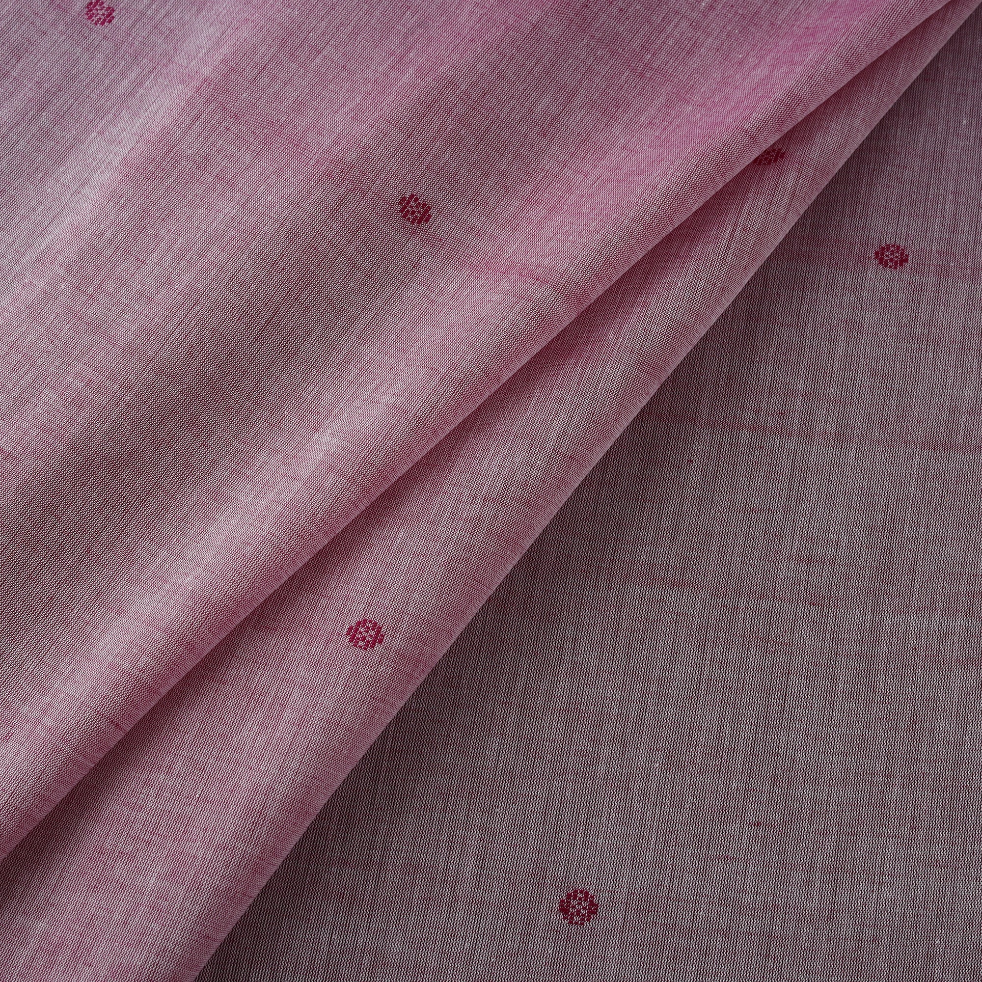 Buti Rug Mage Pink Handloom Thread Buti Mercerised Cotton Chanderi Fabric